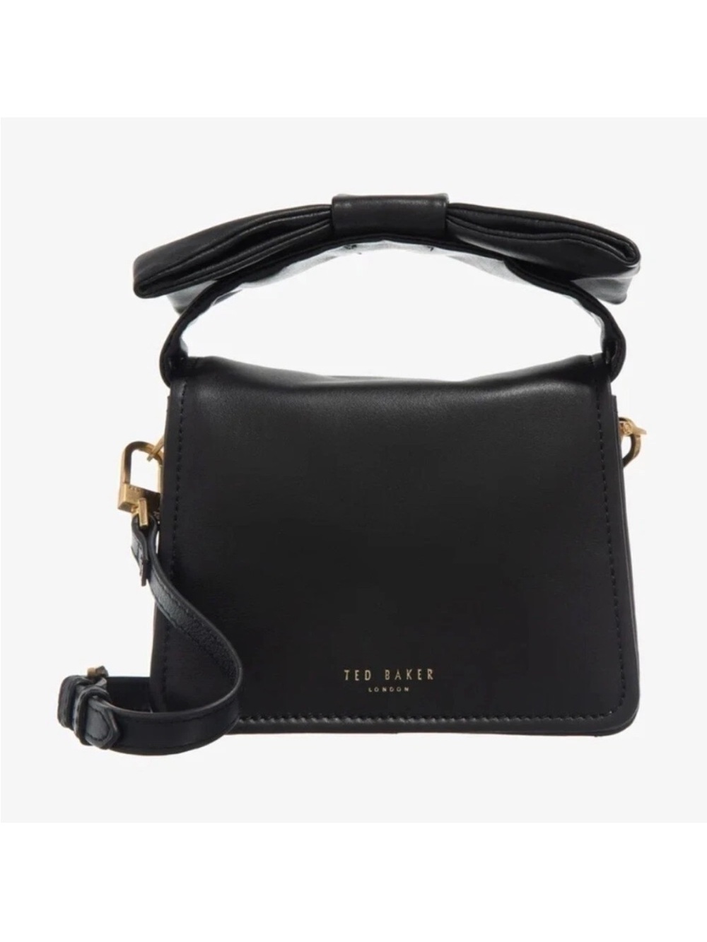 Ted Baker Black Bow-Top Leather Crossbody Bag